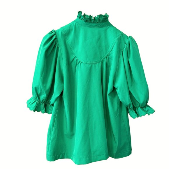 NEW Pomander Place Tuckernuck Emerald Green Selena Dunmore Green Blouse size S - Picture 7 of 8